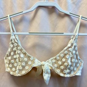 LPA White and Beige Bikini Top